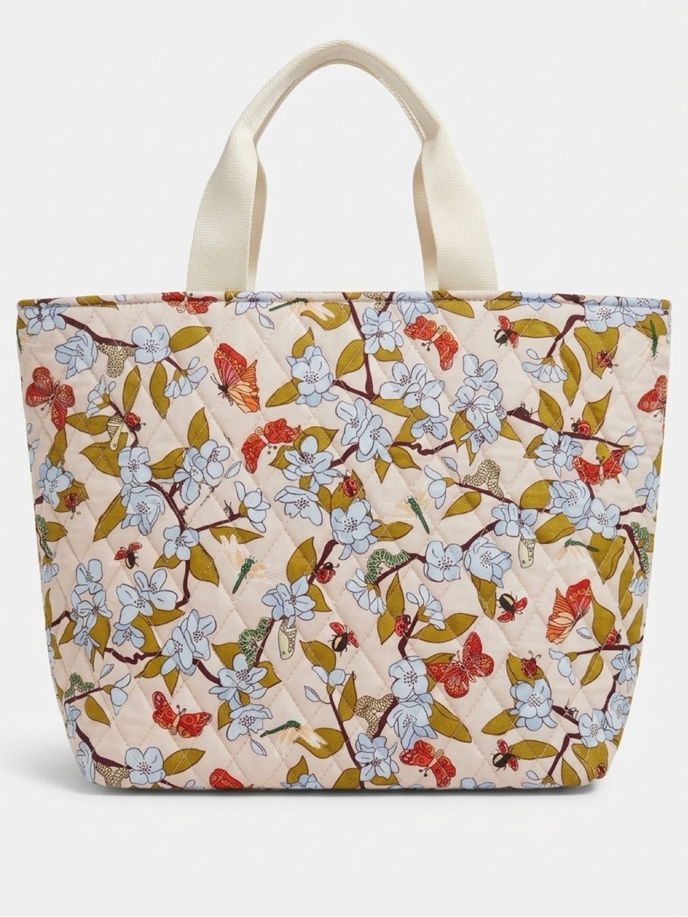 Vera Bradley Floral & Butterfly Quilted Tote in Light Pink. - Picture 6 of 6